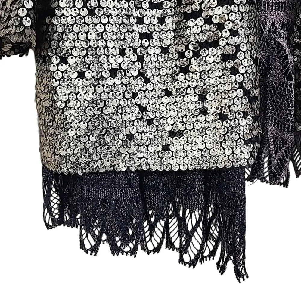 Free People Stardust Tarnished Sequin Lace XS Coat Jacket